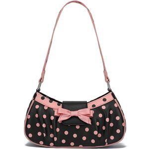 2904 Y2k Mini Purse Unique Small Shoulder Bag with Pink Bow and Polka Dots